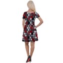 Hexagonal blocks pattern, mixed colors Cap Sleeve Velour Dress  View2