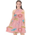 Toothy Sweets Halter Neckline Chiffon Dress  View1