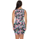 Flower Black Pink Draped Bodycon Dress View4