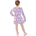 White Hawaiian flowers on purple Kids  Long Sleeve Velvet Dress View2