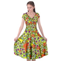 Flower Bomb 8 Cap Sleeve Wrap Front Dress by PatternFactory