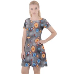 Flower Bomb 12 Cap Sleeve Velour Dress  by PatternFactory