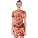 Roses-flowers-rose-bloom-petals Drop Hem Mini Chiffon Dress View1