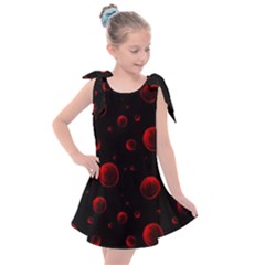 Red Drops On Black Kids  Tie Up Tunic Dress by SychEva