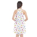 Multicolored Pencils And Erasers Halter Neckline Chiffon Dress  View2