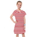 Red and white stripes pattern, geometric theme Kids  Drop Waist Dress View1