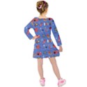 Blue 50s Kids  Long Sleeve Velvet Dress View2