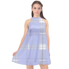 Lighblu Plaid Halter Neckline Chiffon Dress  by snowwhitegirl