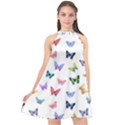 Cute Bright Butterflies Hover In The Air Halter Neckline Chiffon Dress  View1