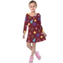 Gingy Red Kids  Long Sleeve Velvet Dress View1