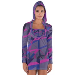 3d Lovely Geo Lines Long Sleeve Hooded T-shirt by Uniqued