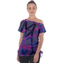 3d Lovely Geo Lines Off Shoulder Tie-Up Tee View1