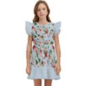 boho flower light blue Kids  Winged Sleeve Dress View1