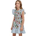 boho flower light blue Kids  Winged Sleeve Dress View2