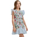 boho flower light blue Kids  Winged Sleeve Dress View3