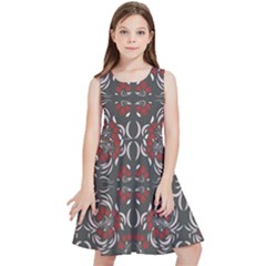 Floral Folk Damask Pattern Fantasy Flowers Floral Geometric Fantasy Kids  Skater Dress by Eskimos