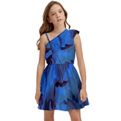 Peony In Blue Kids  One Shoulder Party Dress by LavishWithLove