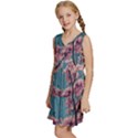 Colorful Floral Leaves Photo Kids  Sleeveless Tiered Mini Dress View2