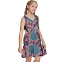 Colorful Floral Leaves Photo Kids  Sleeveless Tiered Mini Dress View3