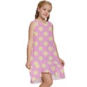 Cream Dots on purple Kids  Frill Swing Dress View3