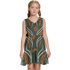 Folk Flowers Print Floral Pattern Ethnic Art Kids  Sleeveless Tiered Mini Dress by Eskimos