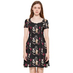 Cat Pattern Inside Out Cap Sleeve Dress by Sparkle