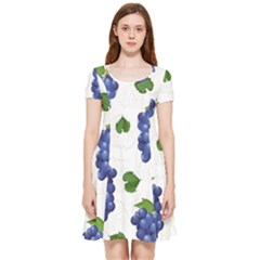 Grape-bunch-seamless-pattern-white-background-with-leaves Inside Out Cap Sleeve Dress by nate14shop