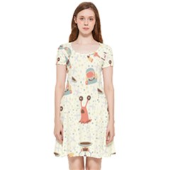 Seamless-background-with-spaceships-stars Inside Out Cap Sleeve Dress by nate14shop