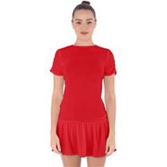 Background-red Drop Hem Mini Chiffon Dress by nate14shop