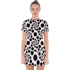 Dot Drop Hem Mini Chiffon Dress by nateshop