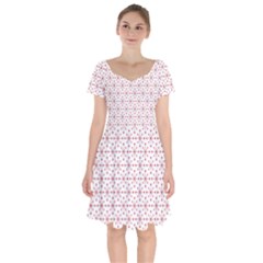 Pattern Christmas Pattern Red Stars Short Sleeve Bardot Dress by Sapixe