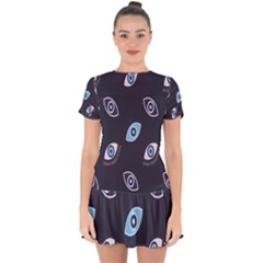 Eyes Evil Eye Blue Pattern Drop Hem Mini Chiffon Dress by artworkshop