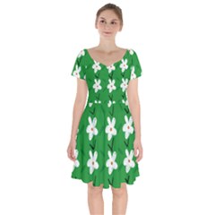 Flowers Art Pattern Floral Short Sleeve Bardot Dress by artworkshop