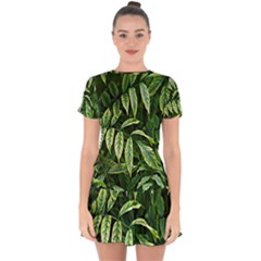 Leaves Foliage Twig Bush Plant Drop Hem Mini Chiffon Dress by artworkshop