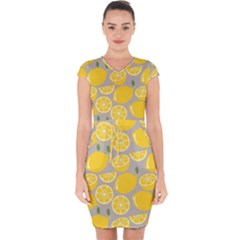 Lemon Wallpaper Capsleeve Drawstring Dress  by artworkshop