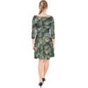 Green Leaves Camouflage Pattern Quarter Sleeve Front Wrap Dress View2