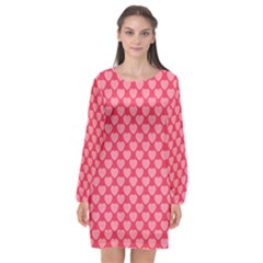 Valentine Lobe Hearts Background Seamless Tile Long Sleeve Chiffon Shift Dress  by Wegoenart