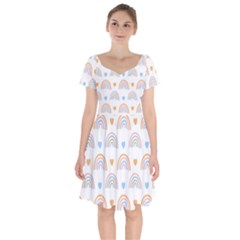 Rainbow Pattern Short Sleeve Bardot Dress by ConteMonfrey