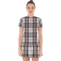 Cute blue grey white plaids Drop Hem Mini Chiffon Dress View1