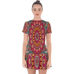 Buddhist Mandala Drop Hem Mini Chiffon Dress by nateshop