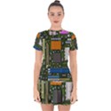 Illustration Motherboard Pc Computer Drop Hem Mini Chiffon Dress View1