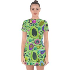 Blob Ring Circle Abstract Drop Hem Mini Chiffon Dress by Wegoenart