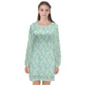 Contrasting Leaves Long Sleeve Chiffon Shift Dress  View1