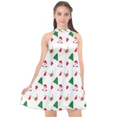 Christmas-santaclaus Halter Neckline Chiffon Dress  by nateshop