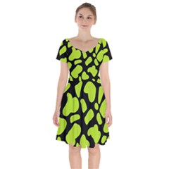 Neon Green Cow Spots Short Sleeve Bardot Dress by ConteMonfrey