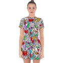 Graffit Characters Seamless Pattern Art Drop Hem Mini Chiffon Dress View1