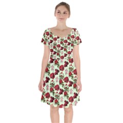 Flowers Pattern Short Sleeve Bardot Dress by Sparkle