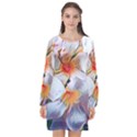 Daisy Painting  Long Sleeve Chiffon Shift Dress  View1