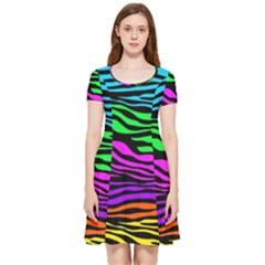 Colorful Zebra Inside Out Cap Sleeve Dress by Angelandspot