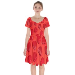 Valentine Day Heart Pattern  Short Sleeve Bardot Dress by artworkshop